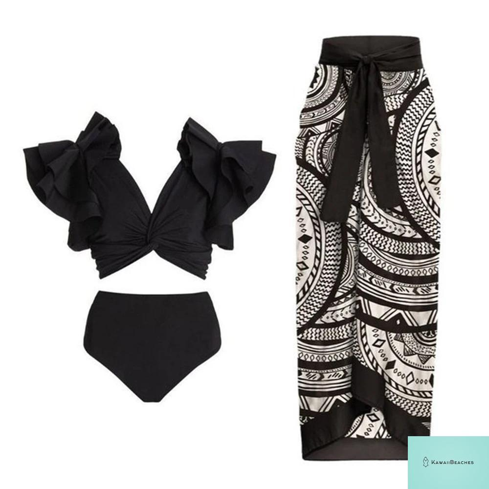 Floral Ruffle Push Up Bikini Set