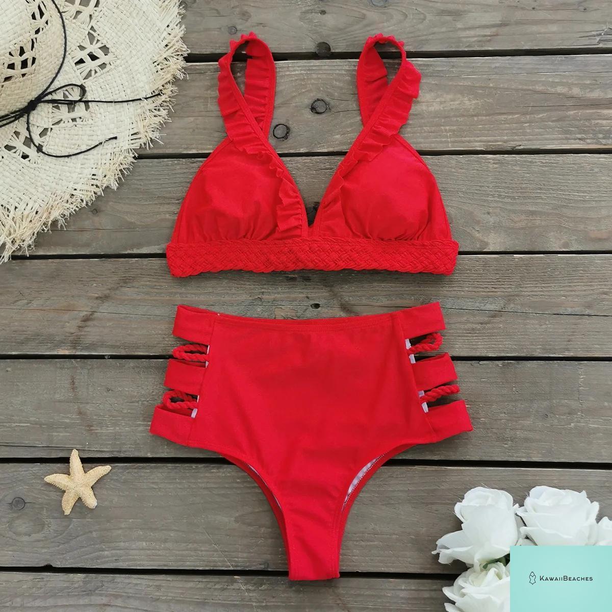 Floral Printed High Waist Bandage Bikini Set