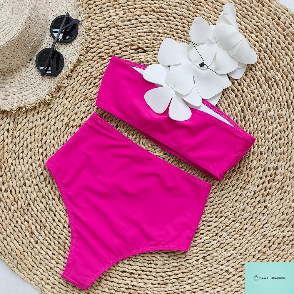 High Waist Ruffled Print Bikini Set