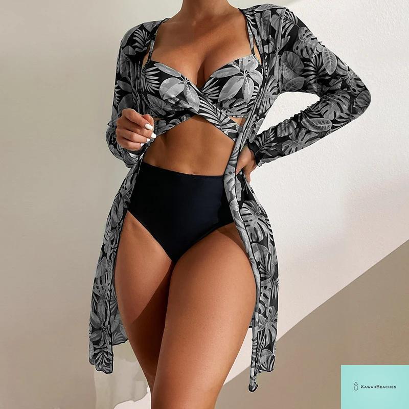 Womens 3 Piece Long Sleeve Swimsuit