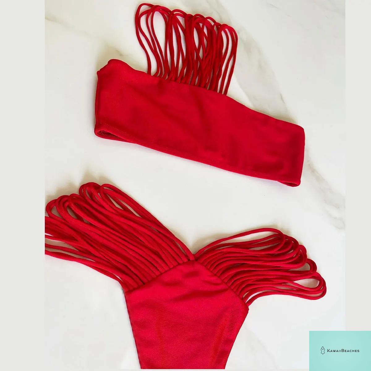 Kawaii Stripes Lace-Up Brazilian Bikini Set