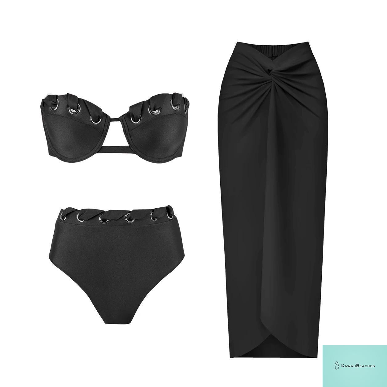 Golden High Waist Push Up Bikini