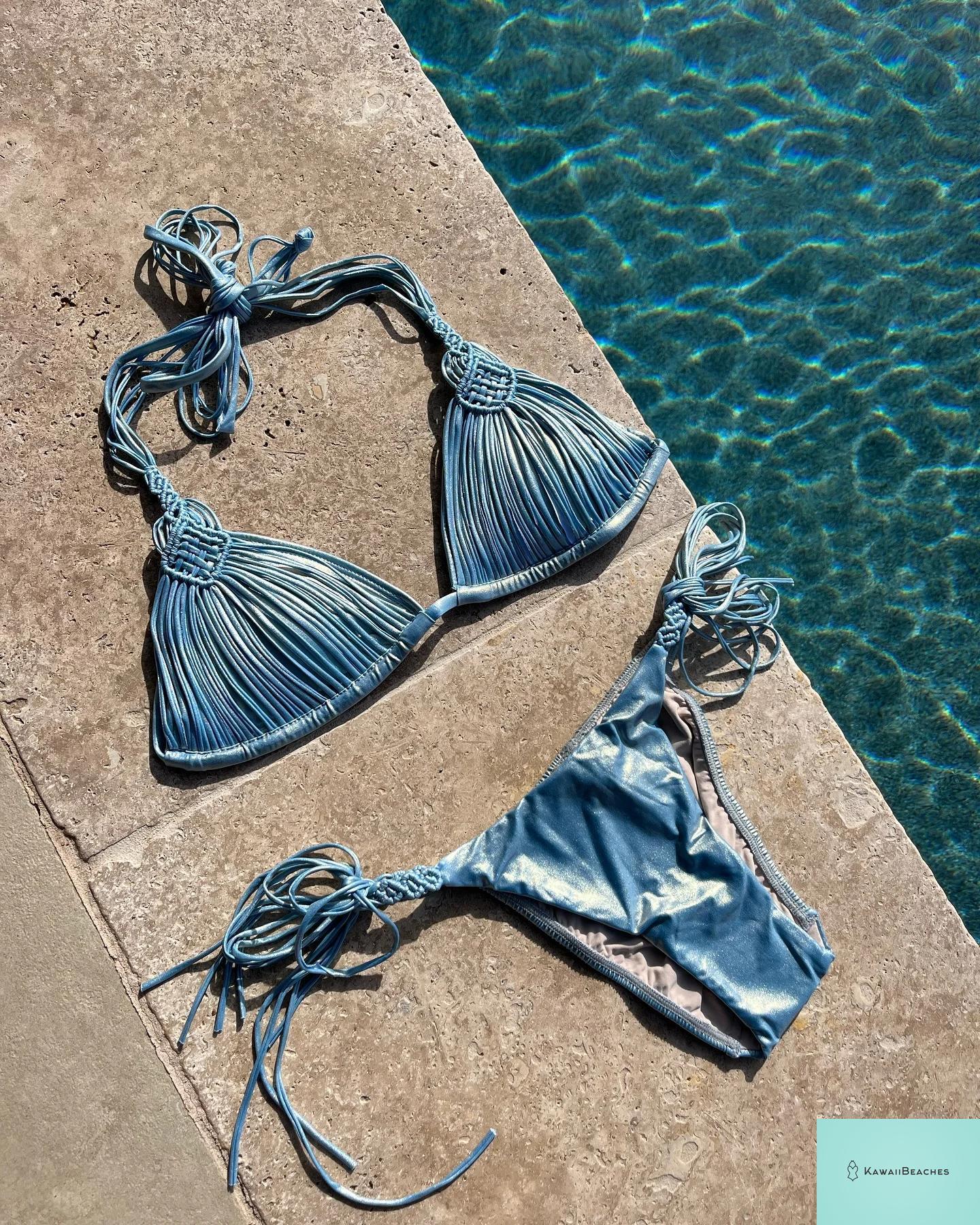 Kawaii Stripes Lace-Up Brazilian Bikini Set