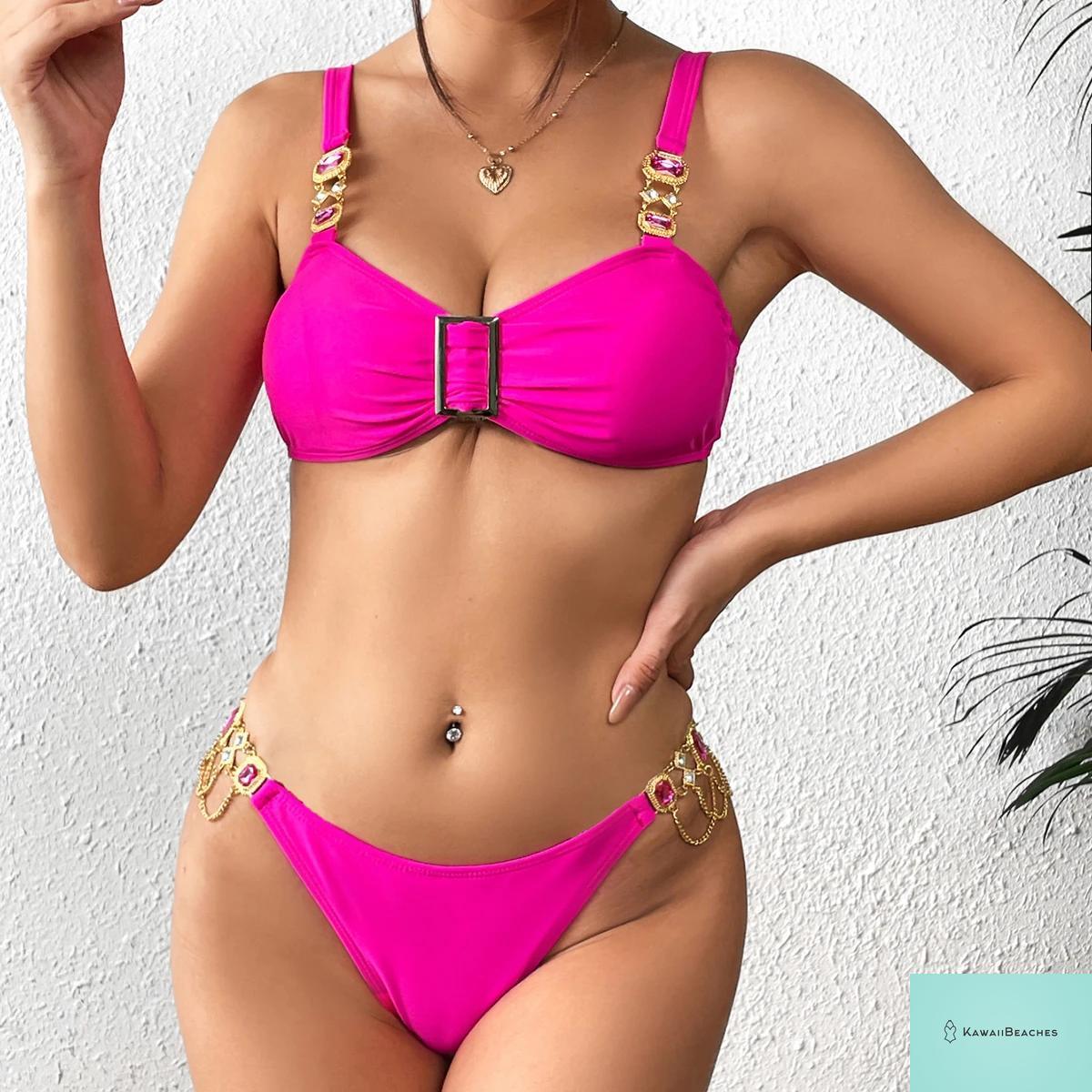High Waist Golden Print Brazilian Bikini Set