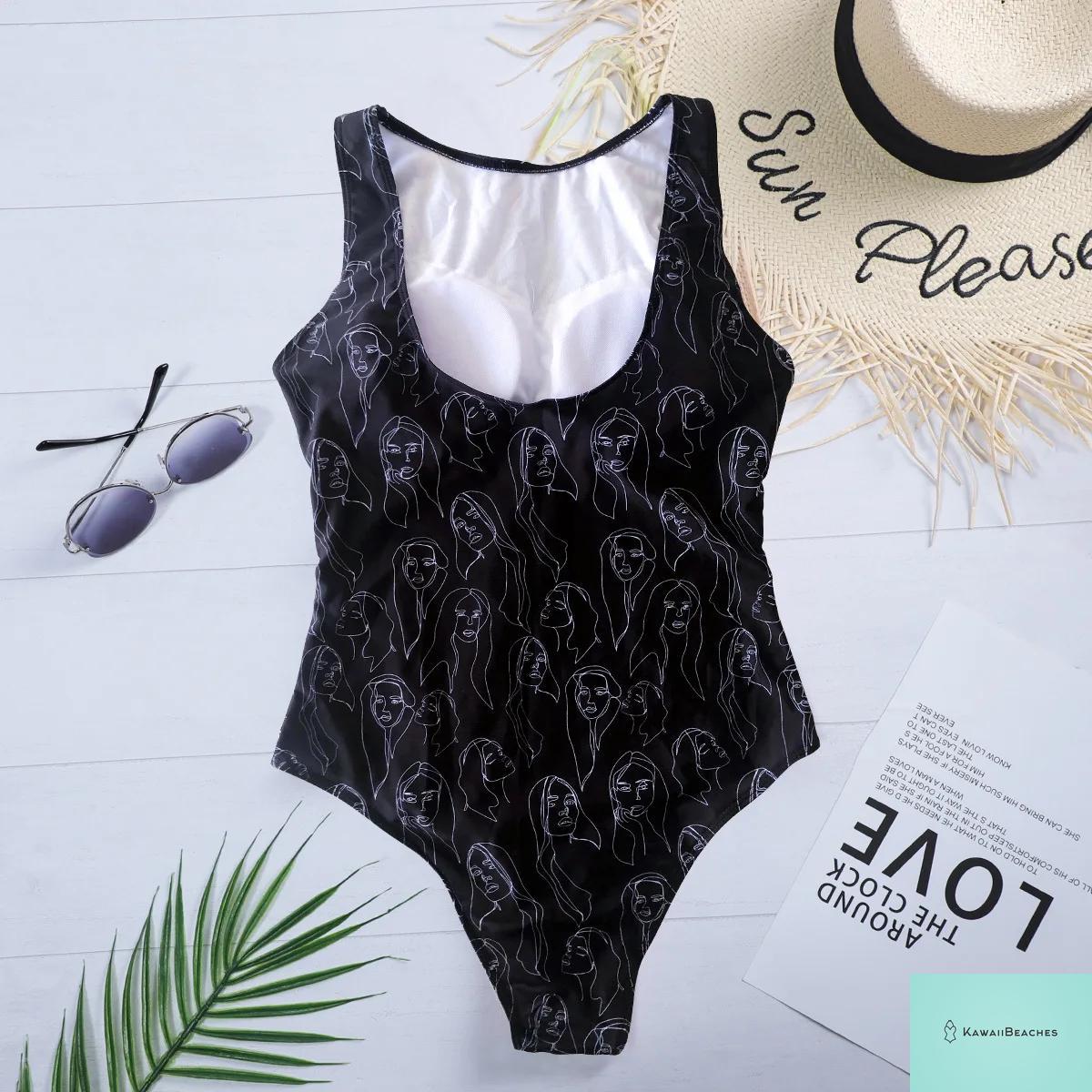 Striped Tropical Monokini Swimsuit for Women