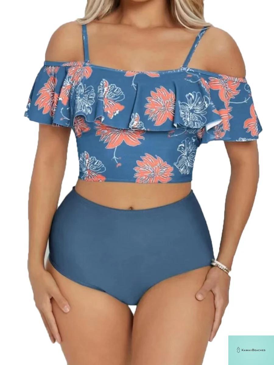 Ruffle Floral High Waist Bikini