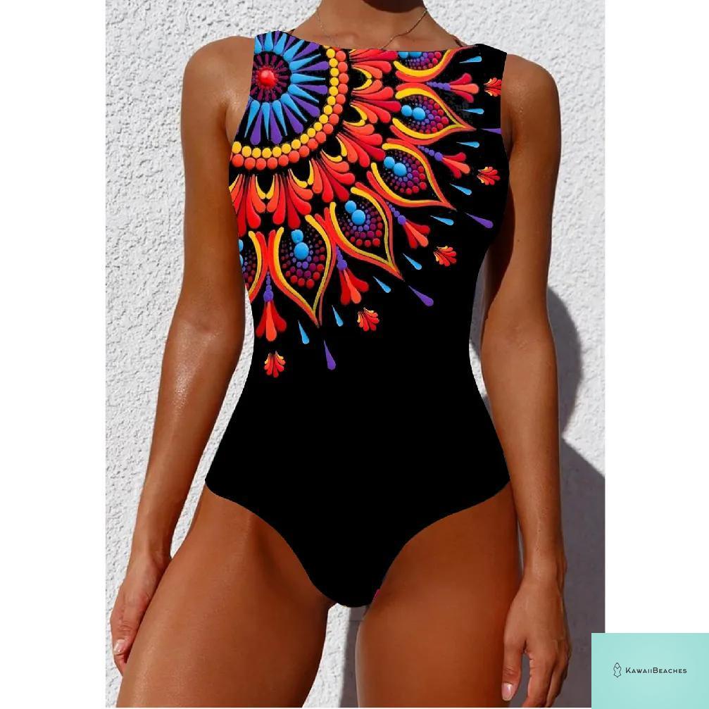 Womens Floral Lace Up Swimsuit