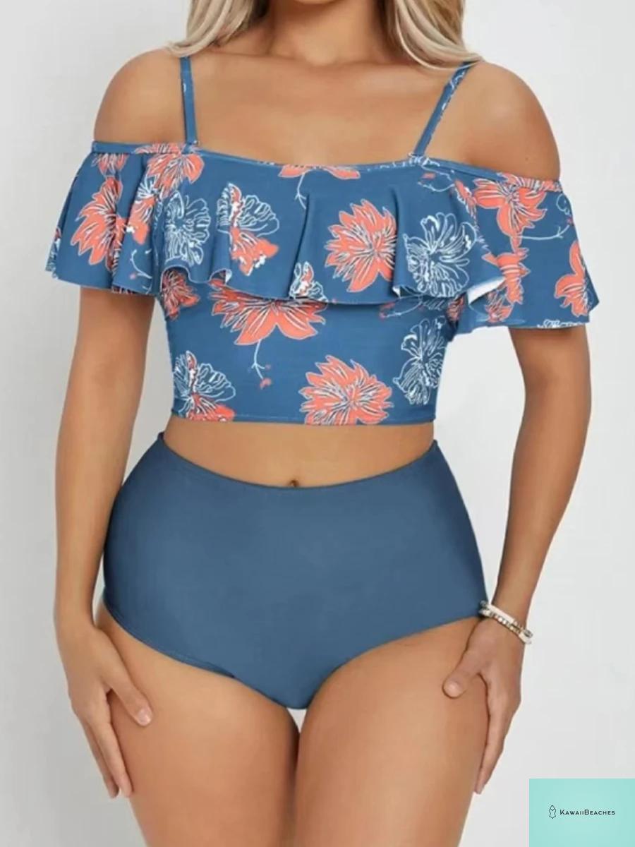 Ruffle Floral High Waist Bikini