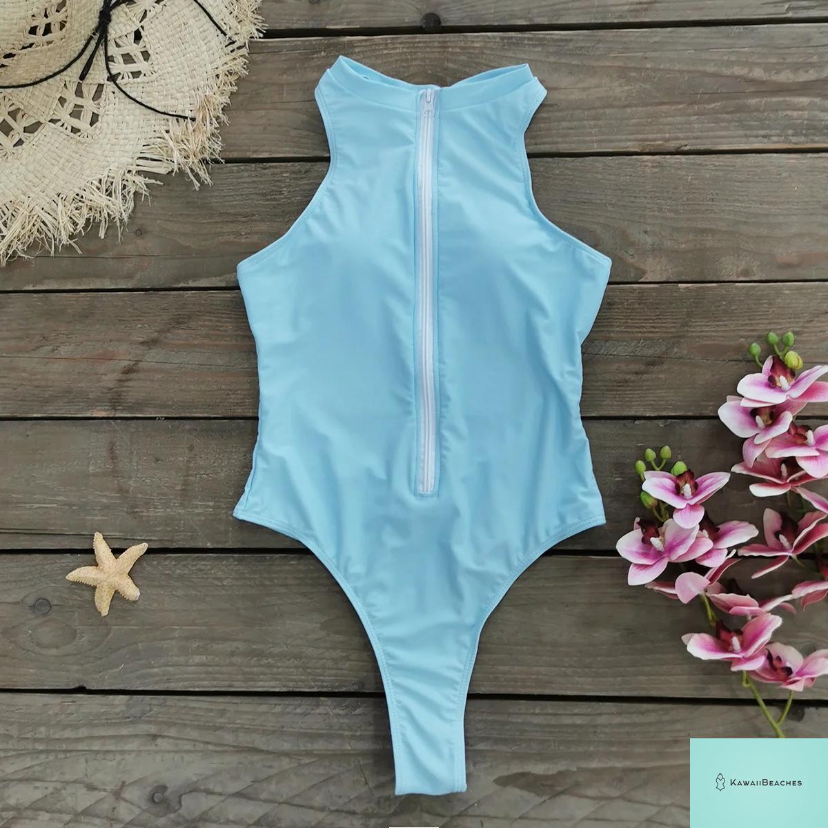 Kawaii Floral Lace-Up One-Piece Swimsuit
