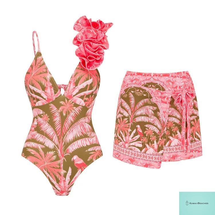 Floral Ruffle Push Up Bikini Set