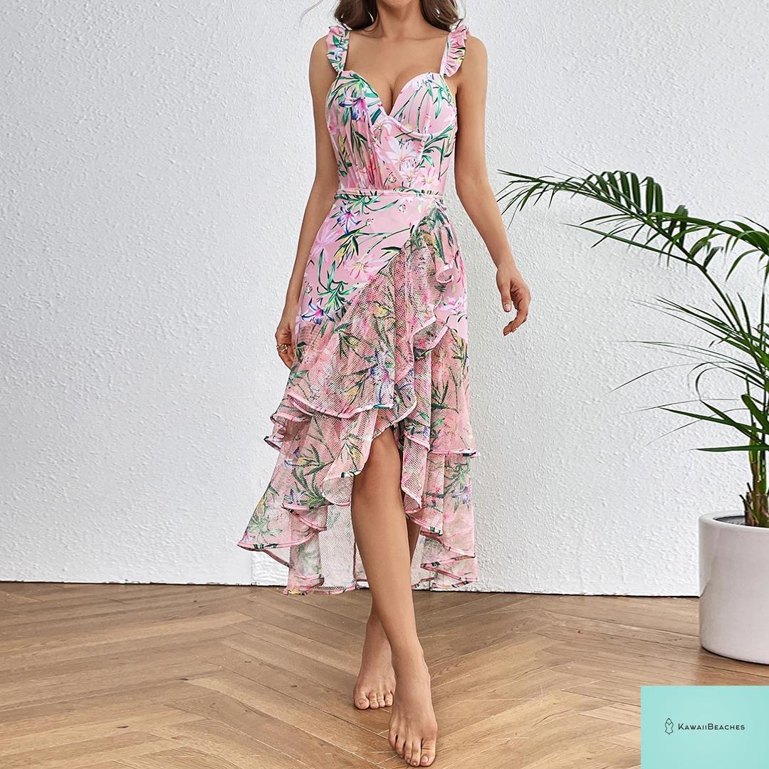 Floral Ruffle Push-Up One-Piece Swimsuit