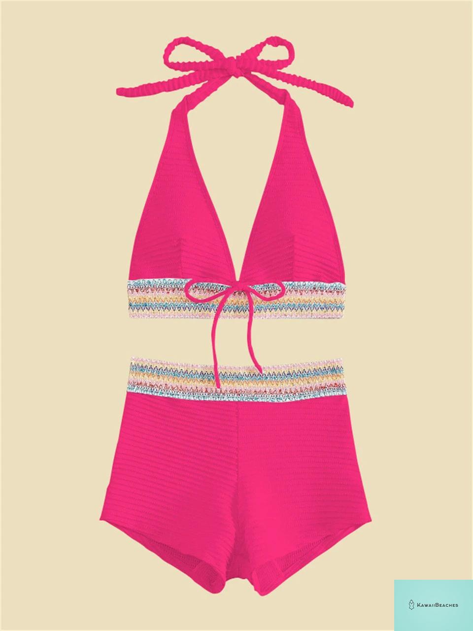 Stylish High Waist Halter Bikini Set