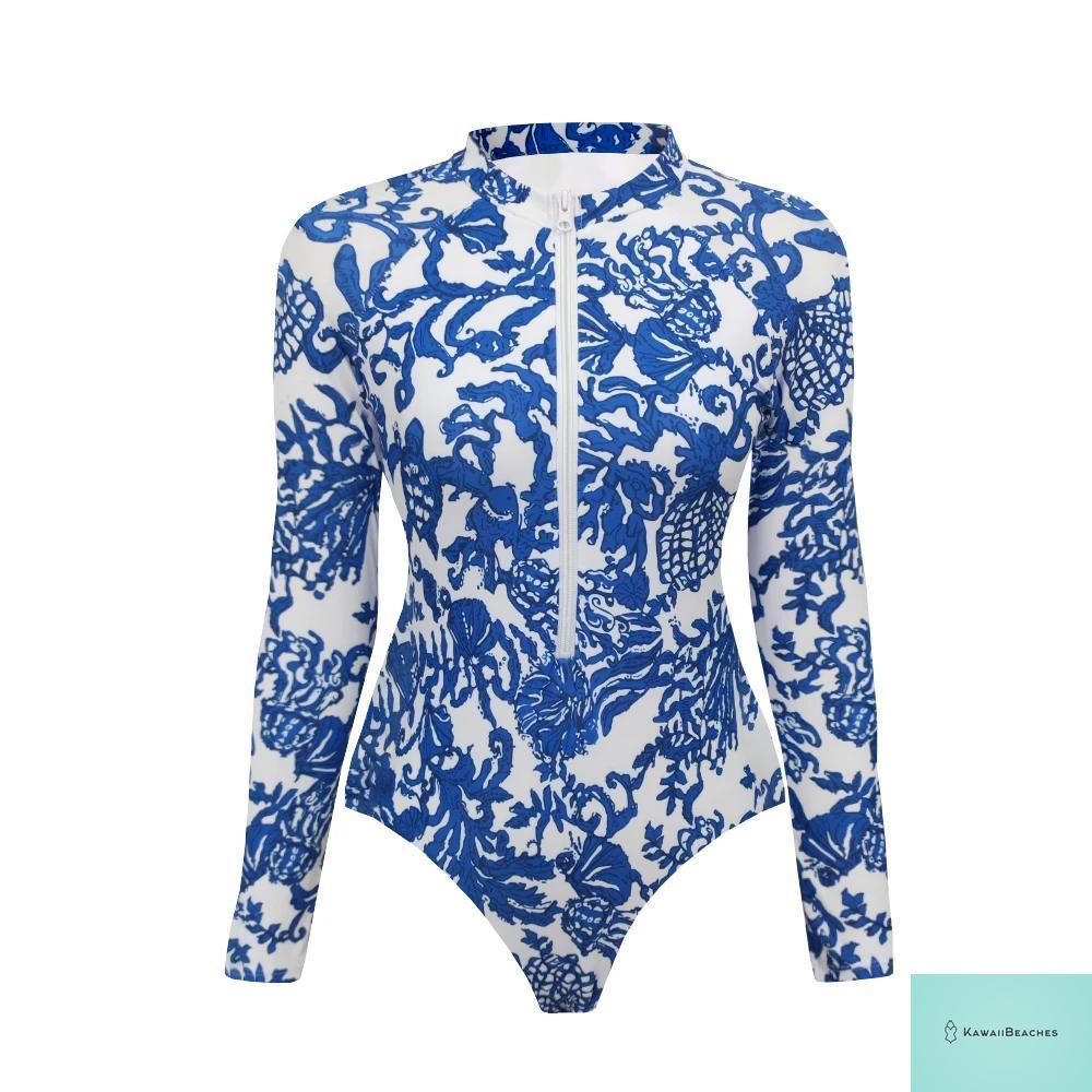 Womens Long Sleeve Surfing Swimsuit Monokini