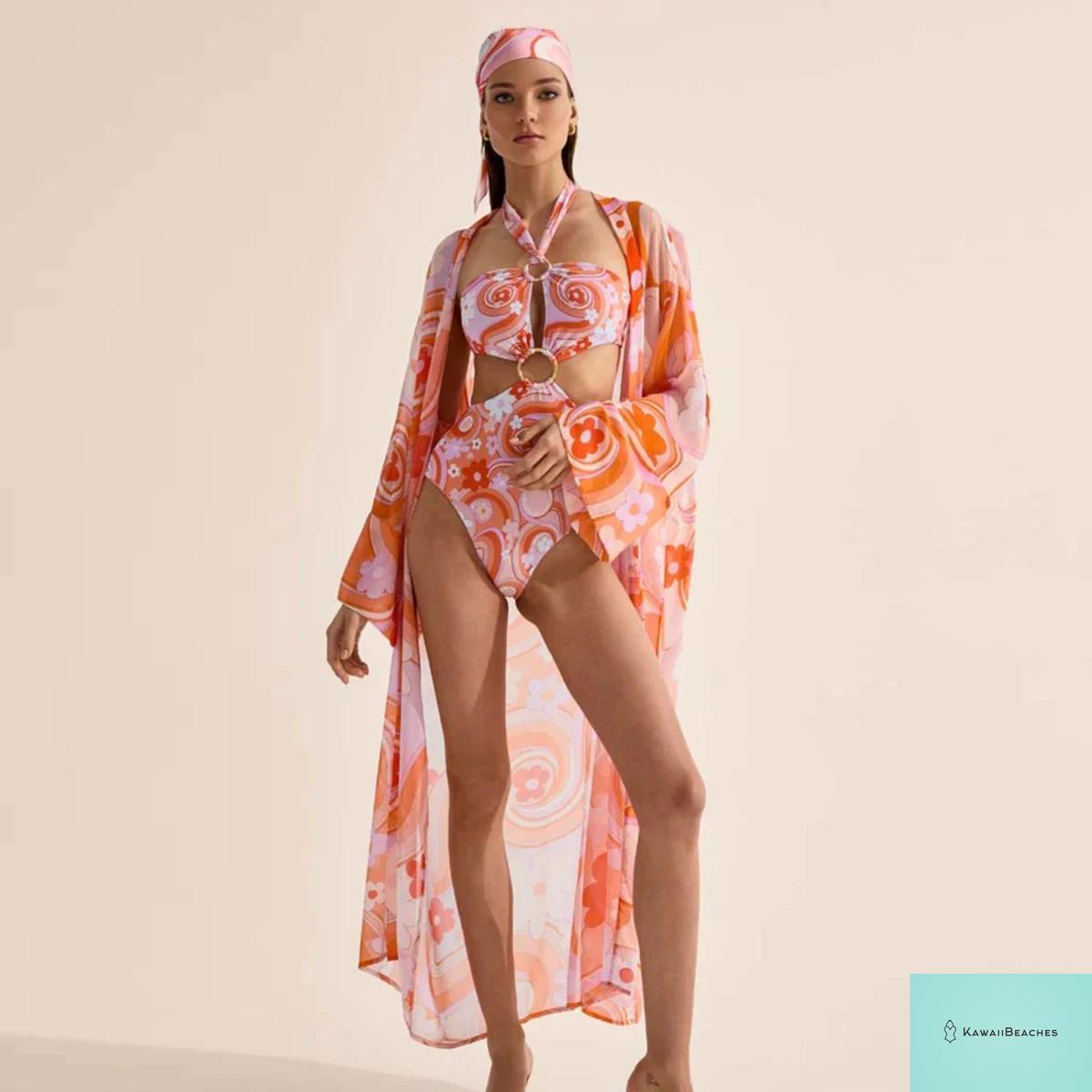 Kawaii Vintage Floral One Piece Swimsuit