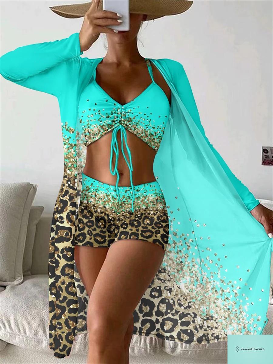 Floral Print Beach Bodysuit and Skirt