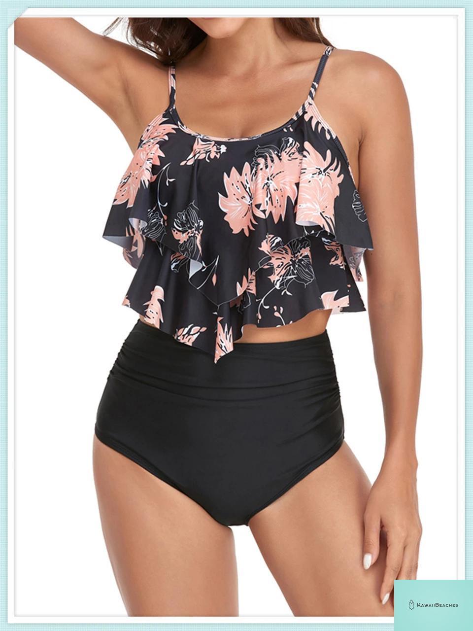 Ruffle Floral High Waist Bikini