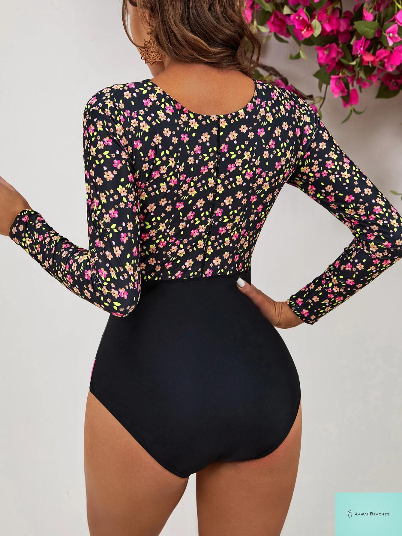 KawaiiBeaches Skeleton Long Sleeve Swimsuit