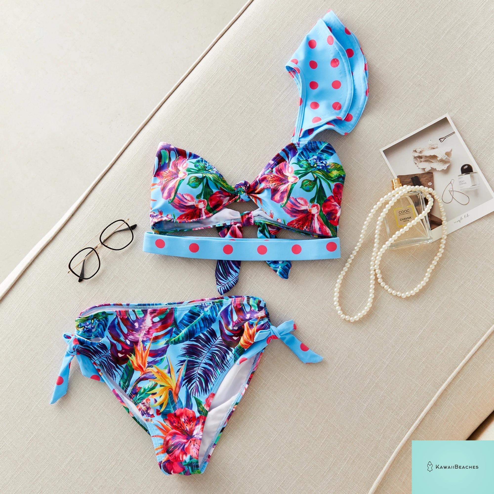 Floral Printed High Waist Bandage Bikini Set