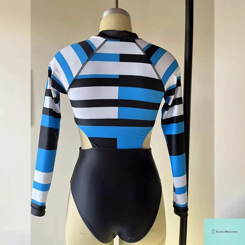 Kawaii Patchwork Long Sleeve Swimsuit