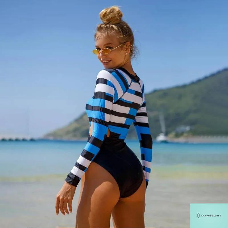 Kawaii Patchwork Long Sleeve Swimsuit