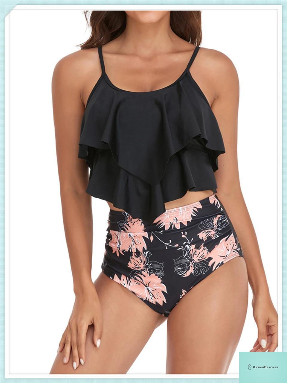 Ruffle Floral High Waist Bikini