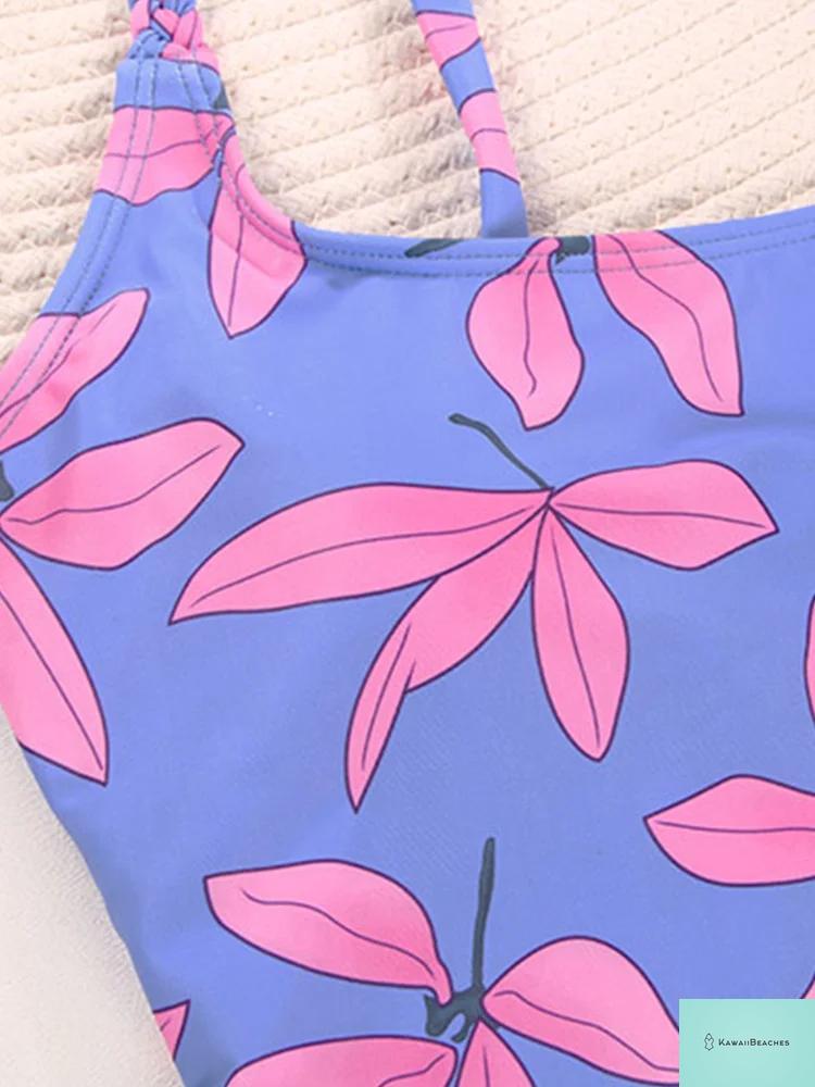 Kawaii Floral Ruffle One-Piece Swimsuit