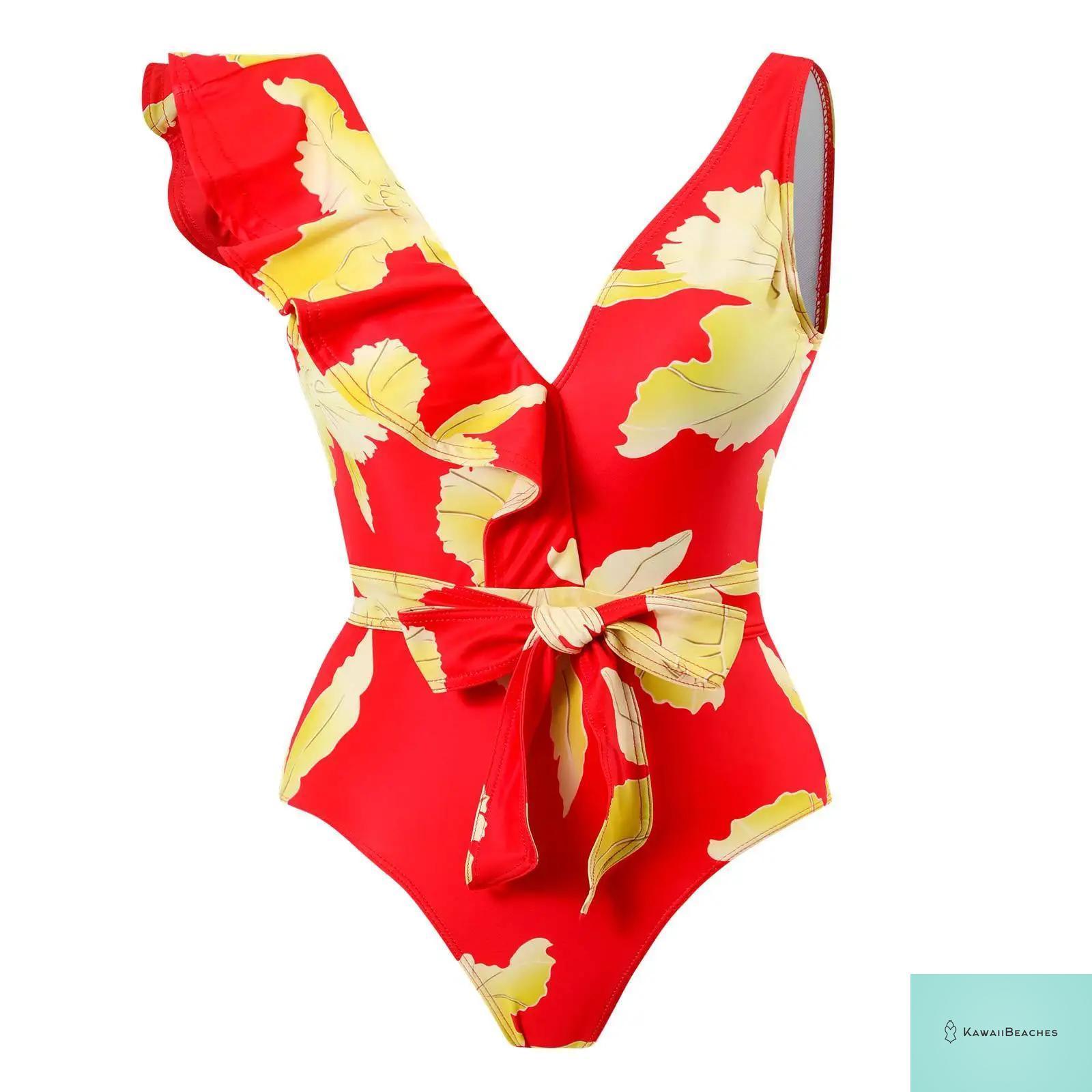 Floral Ruffle Push Up Bikini Set