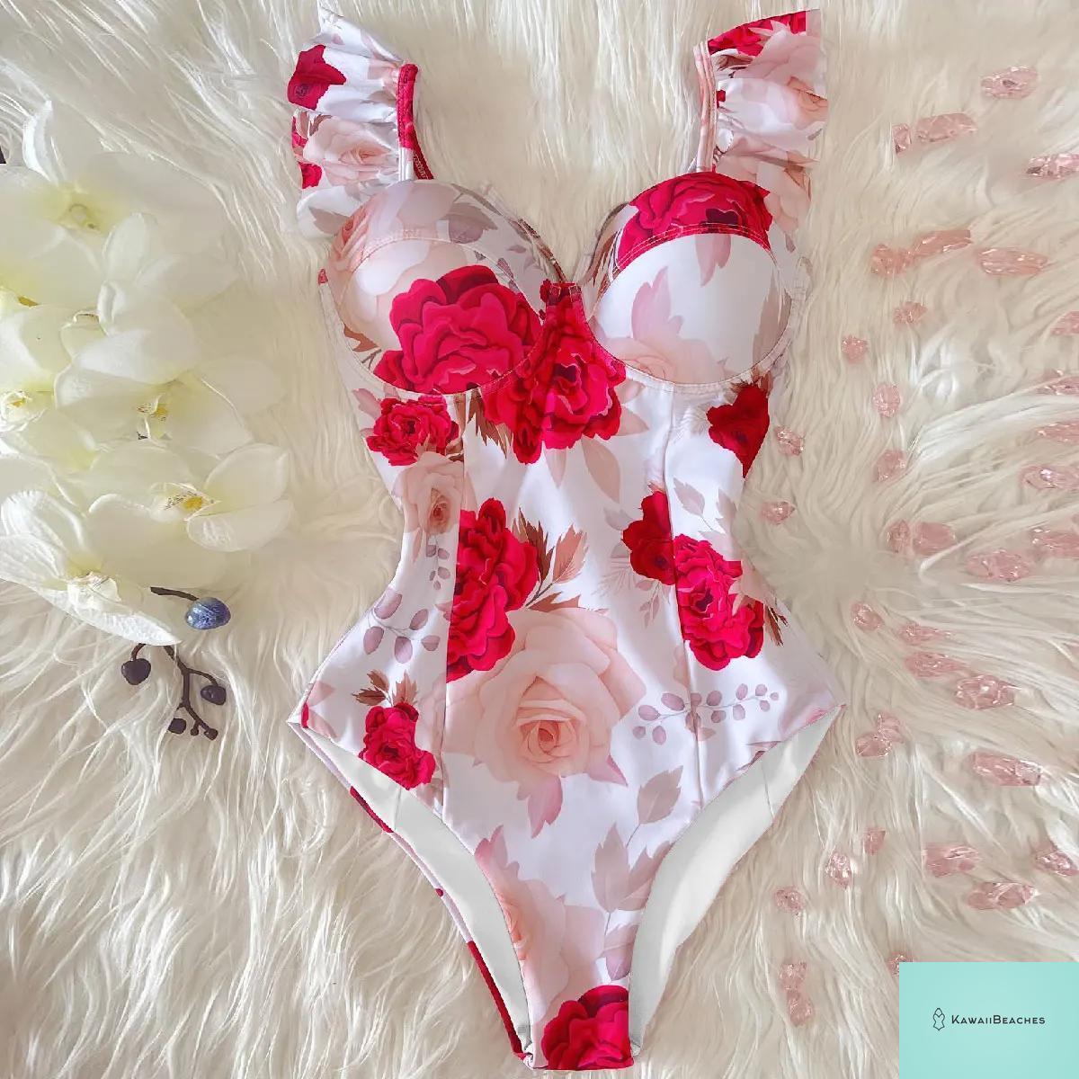 Kawaii Retro Push Up One Piece Swimsuit