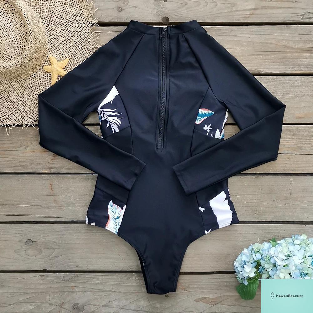 Womens Long Sleeve Surfing Swimsuit Monokini