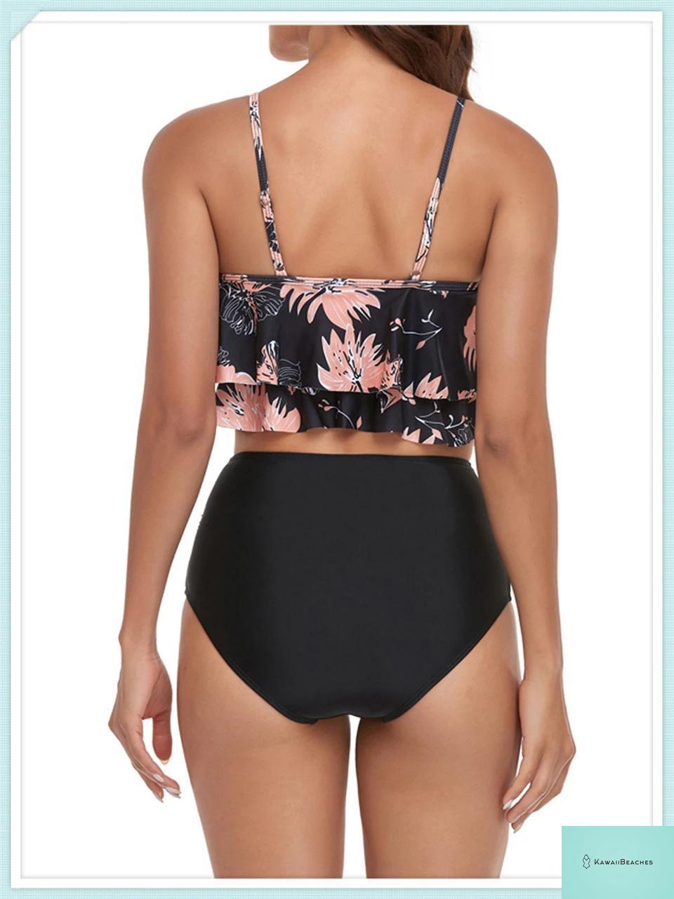 Ruffle Floral High Waist Bikini