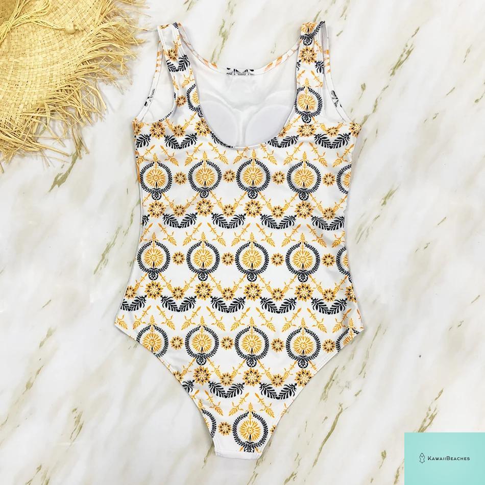 Striped Tropical Monokini Swimsuit for Women