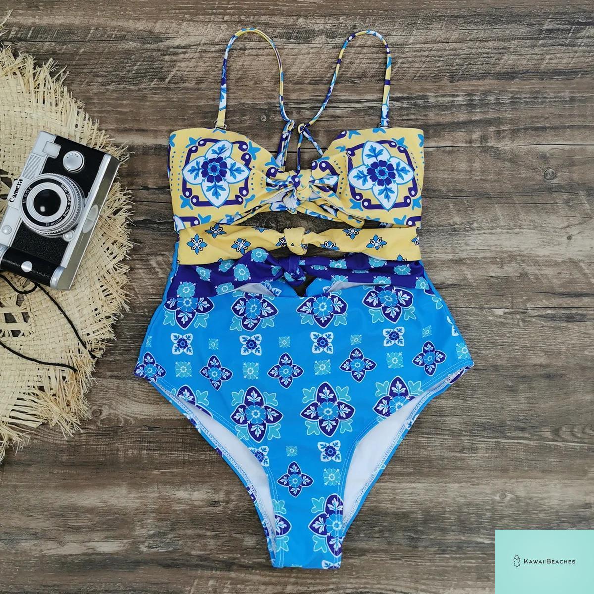 Kawaii Vintage Floral One Piece Swimsuit