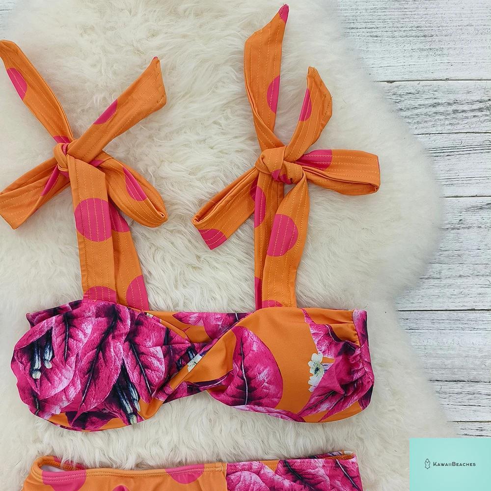 Floral Printed High Waist Bandage Bikini Set