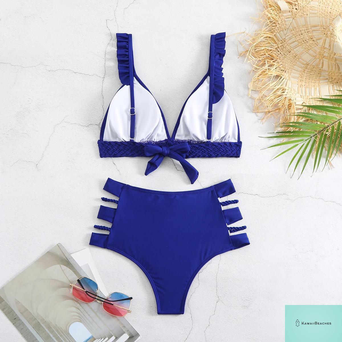 Floral Printed High Waist Bandage Bikini Set