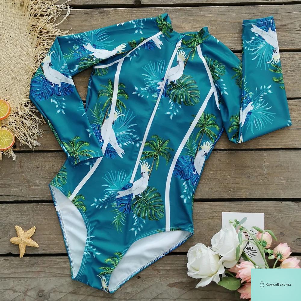 Womens Long Sleeve Surfing Swimsuit Monokini