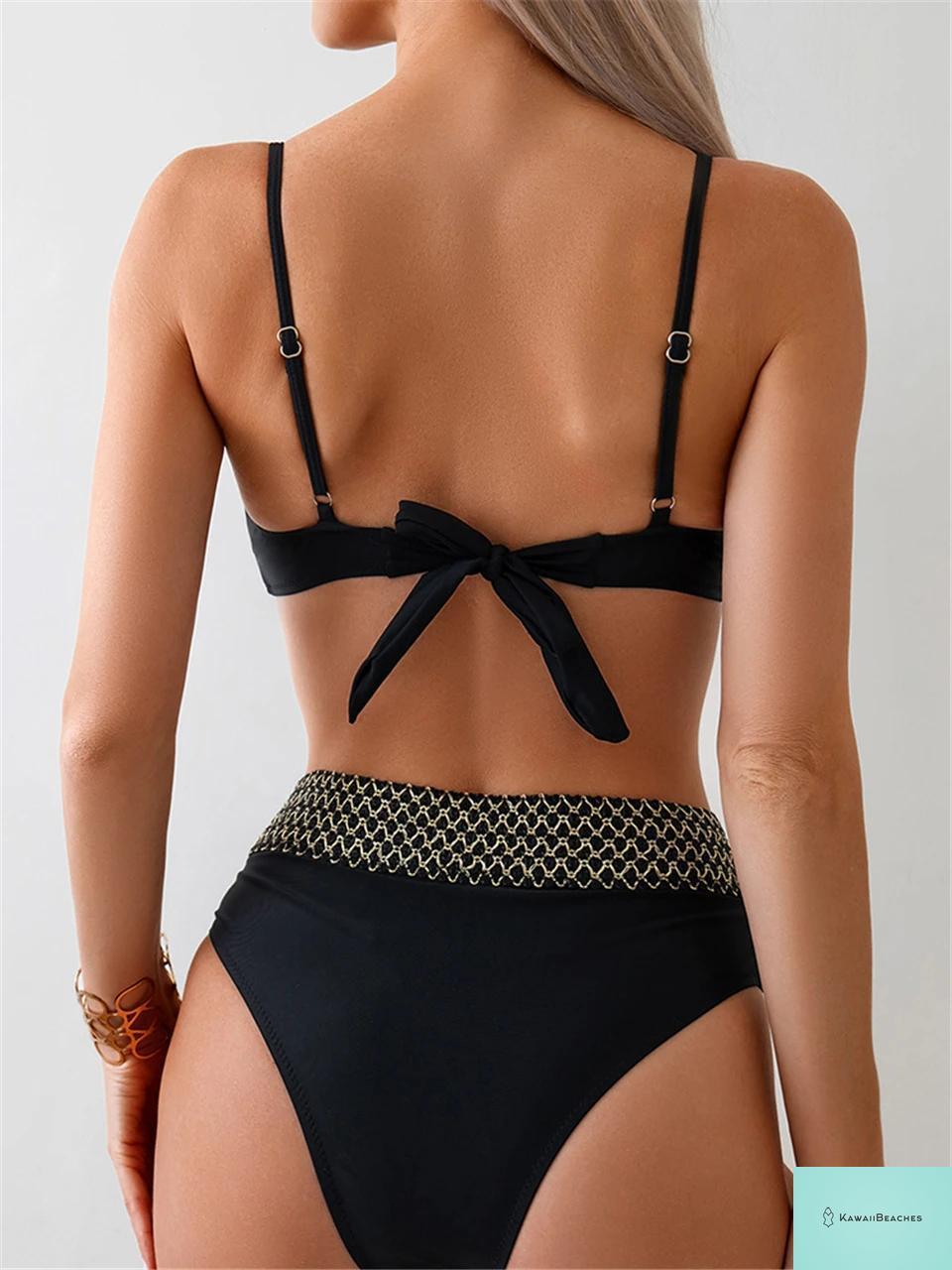 High Waist Lace Up Bikini Swimsuit
