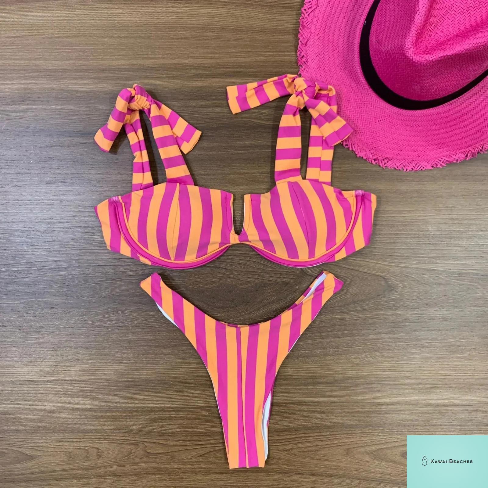 High Waist Golden Print Brazilian Bikini Set
