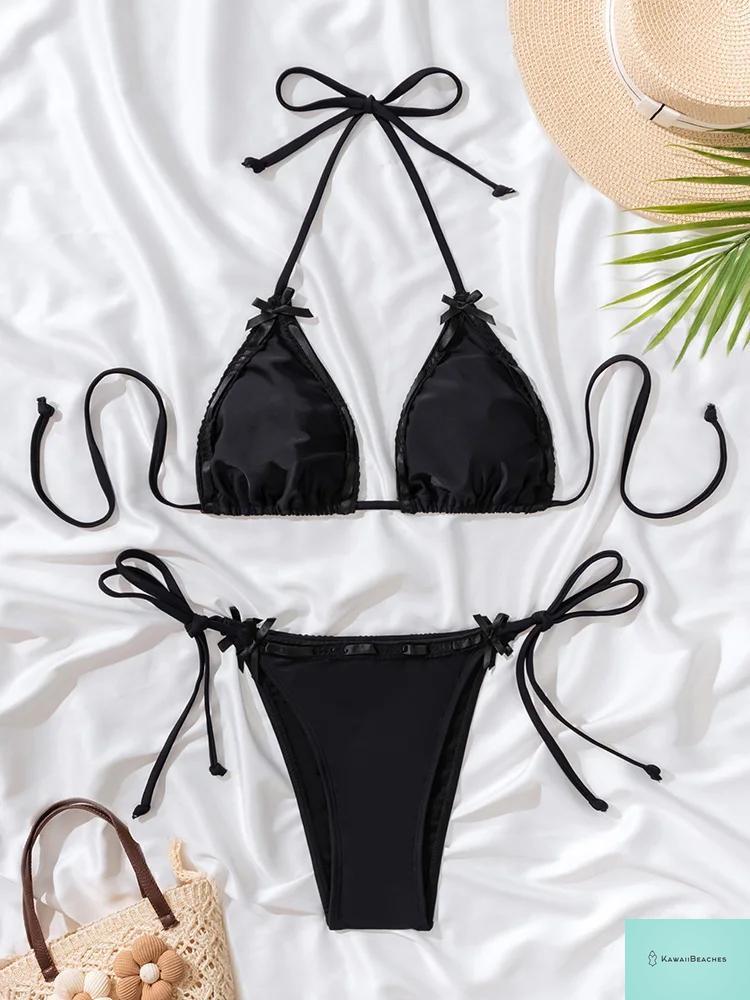 Solid Color Bandaged Bikini