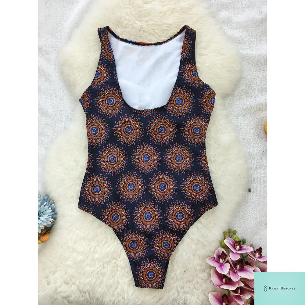 Womens Floral Lace Up Swimsuit