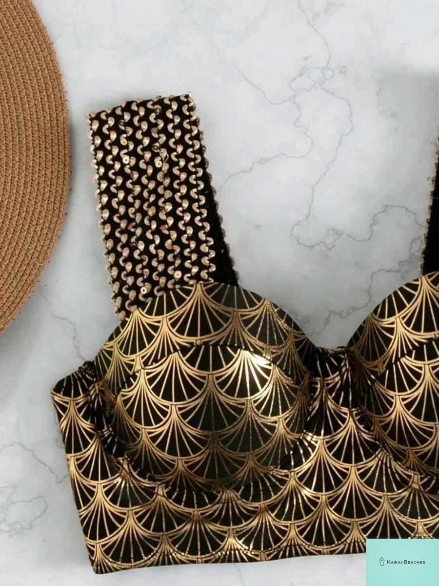 Metallic High Waist Push Up Bikini