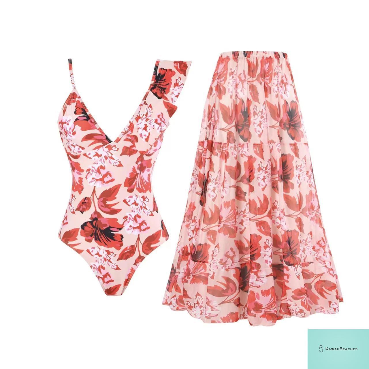 Floral Ruffle Push Up Bikini Set