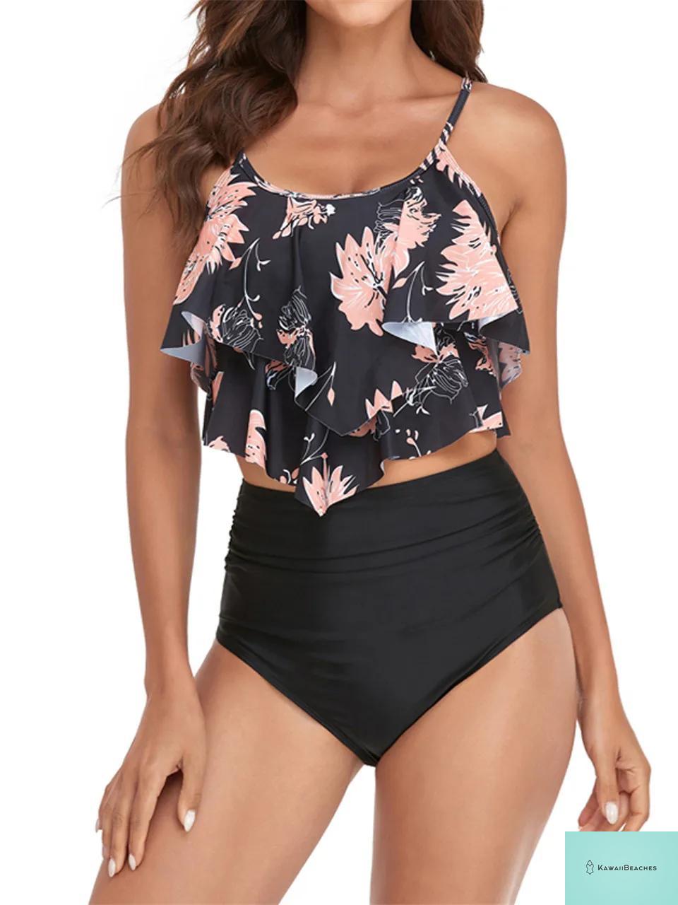 Ruffle Floral High Waist Bikini