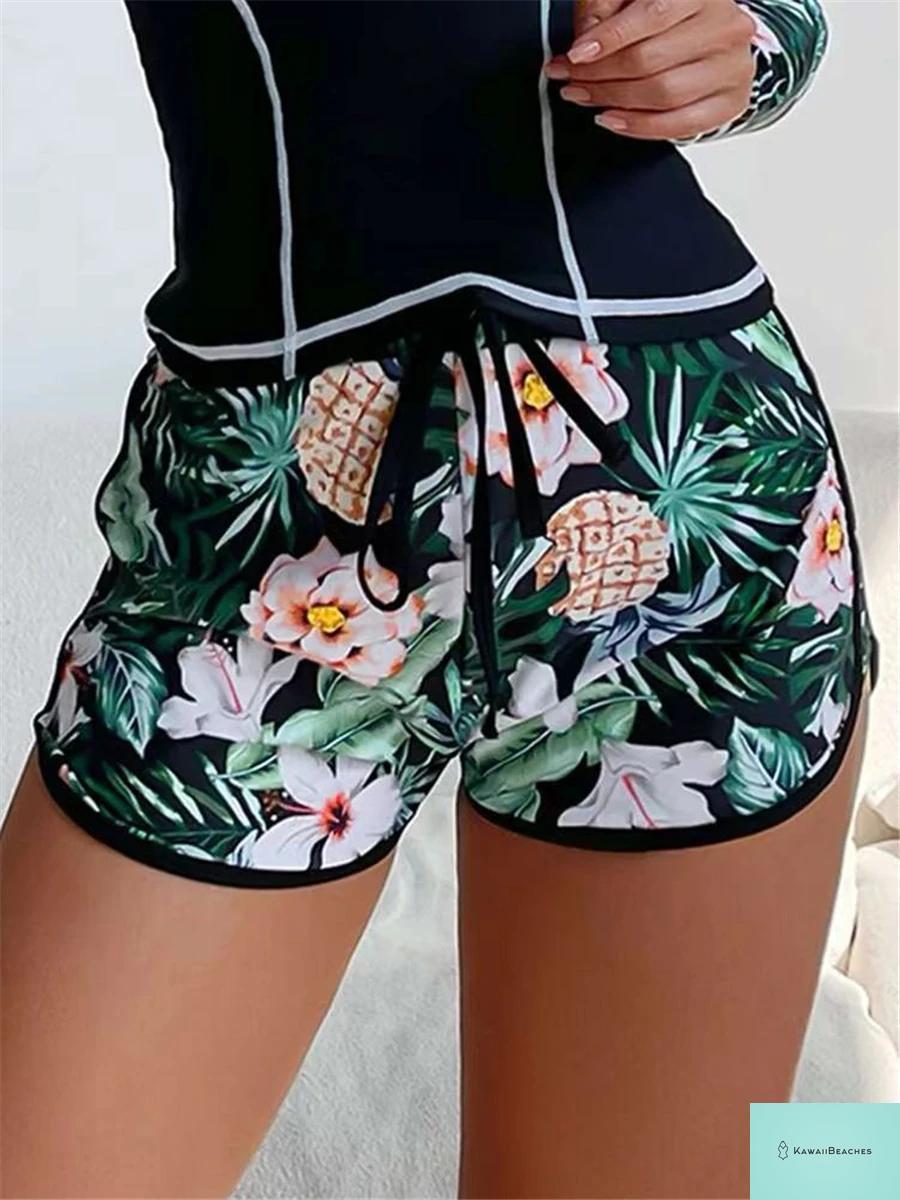 Tropical Long Sleeve Rashguard Swimsuit