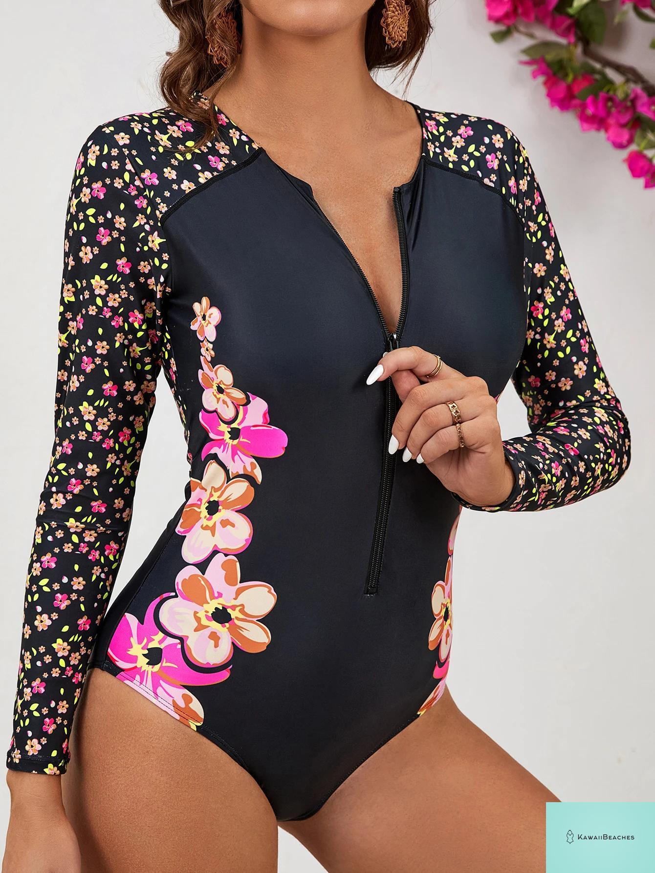 KawaiiBeaches Skeleton Long Sleeve Swimsuit