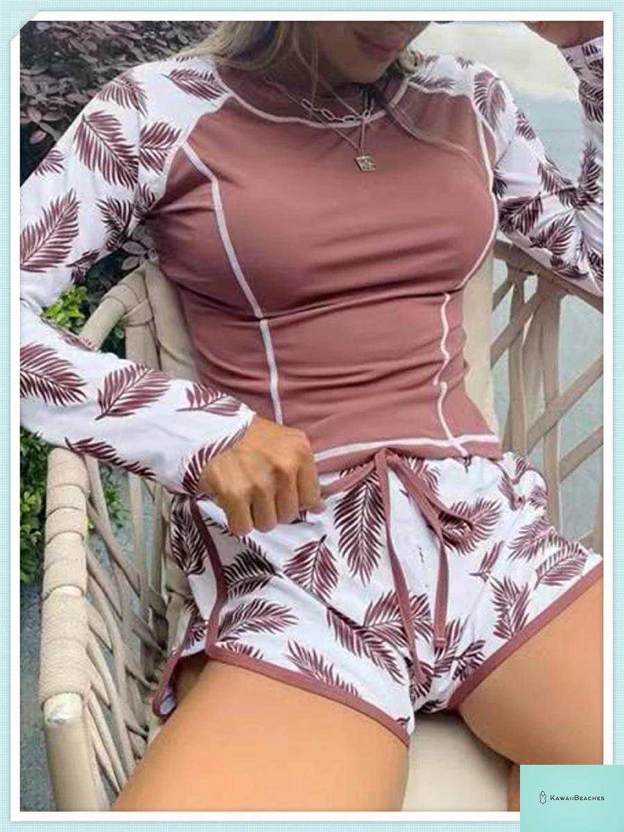 Tropical Long Sleeve Rashguard Swimsuit