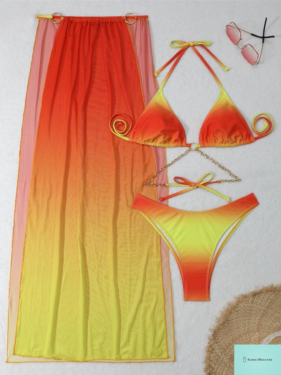 Womens Backless Beach Bikini Swimwear Set