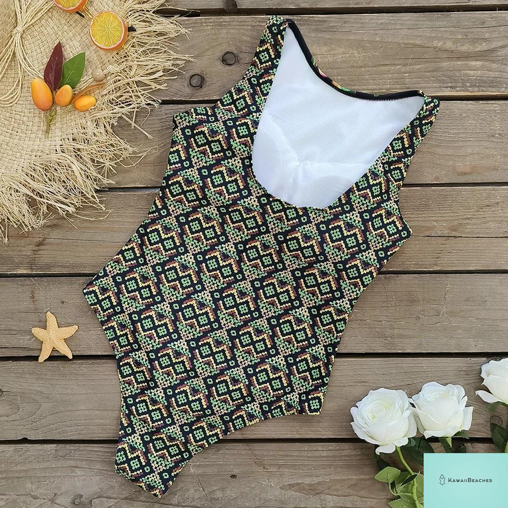 Womens Floral Lace Up Swimsuit