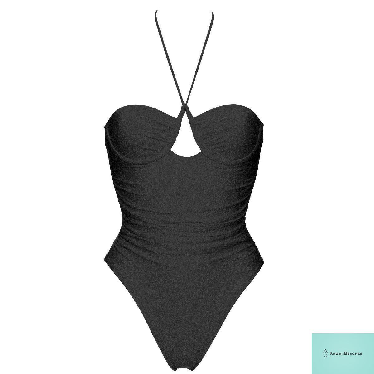 Retro Chic Solid One Piece Swimsuit
