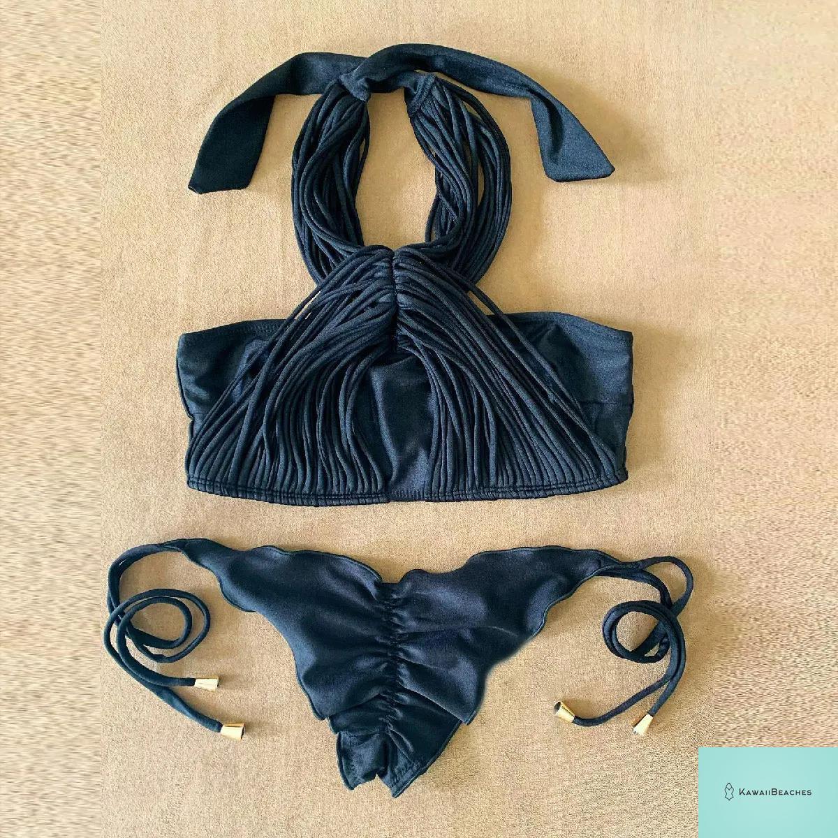 Kawaii Stripes Lace-Up Brazilian Bikini Set
