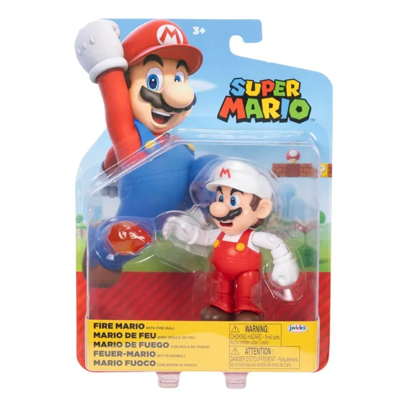 Super Mario 4 Inch Action Figure - Fire Mario with Fire ball
